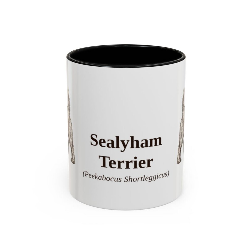 11oz Sealyham Terrier Latin Mug, Black, front view