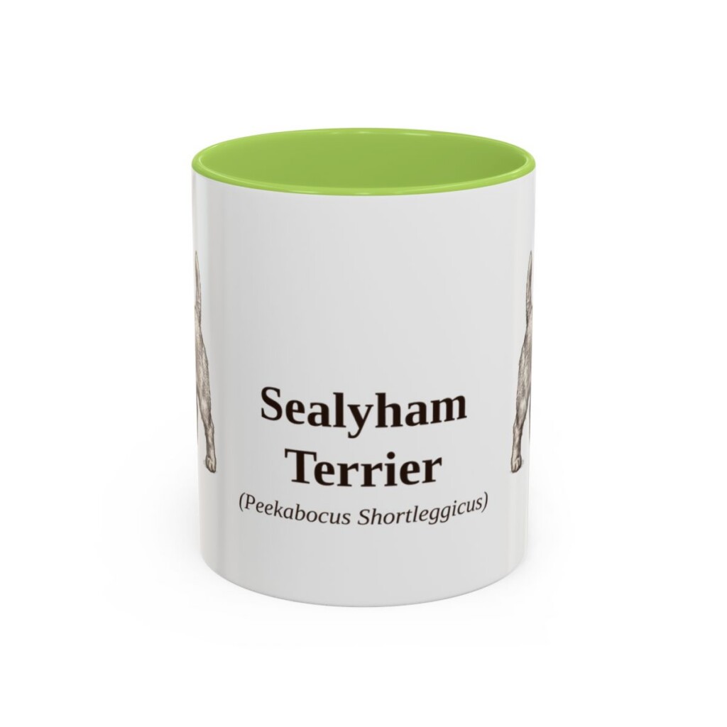 11oz Sealyham Terrier Latin Mug, Light Green, front view