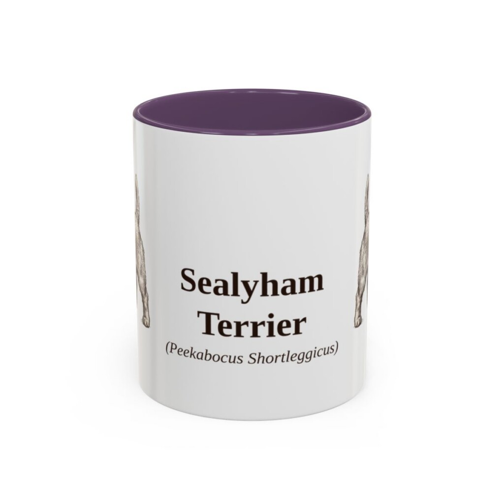 11oz Sealyham Terrier Latin Mug, Purple, front view
