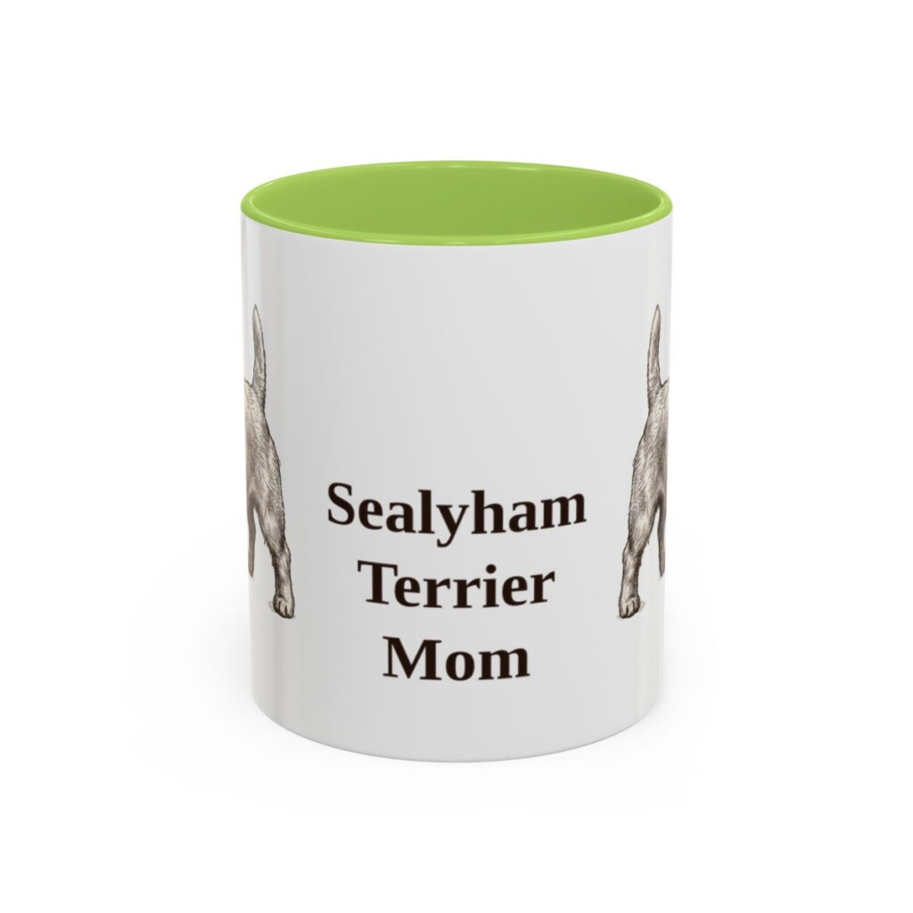 11oz Sealyham Terrier Dog Mom Mug, Light Green, front view
