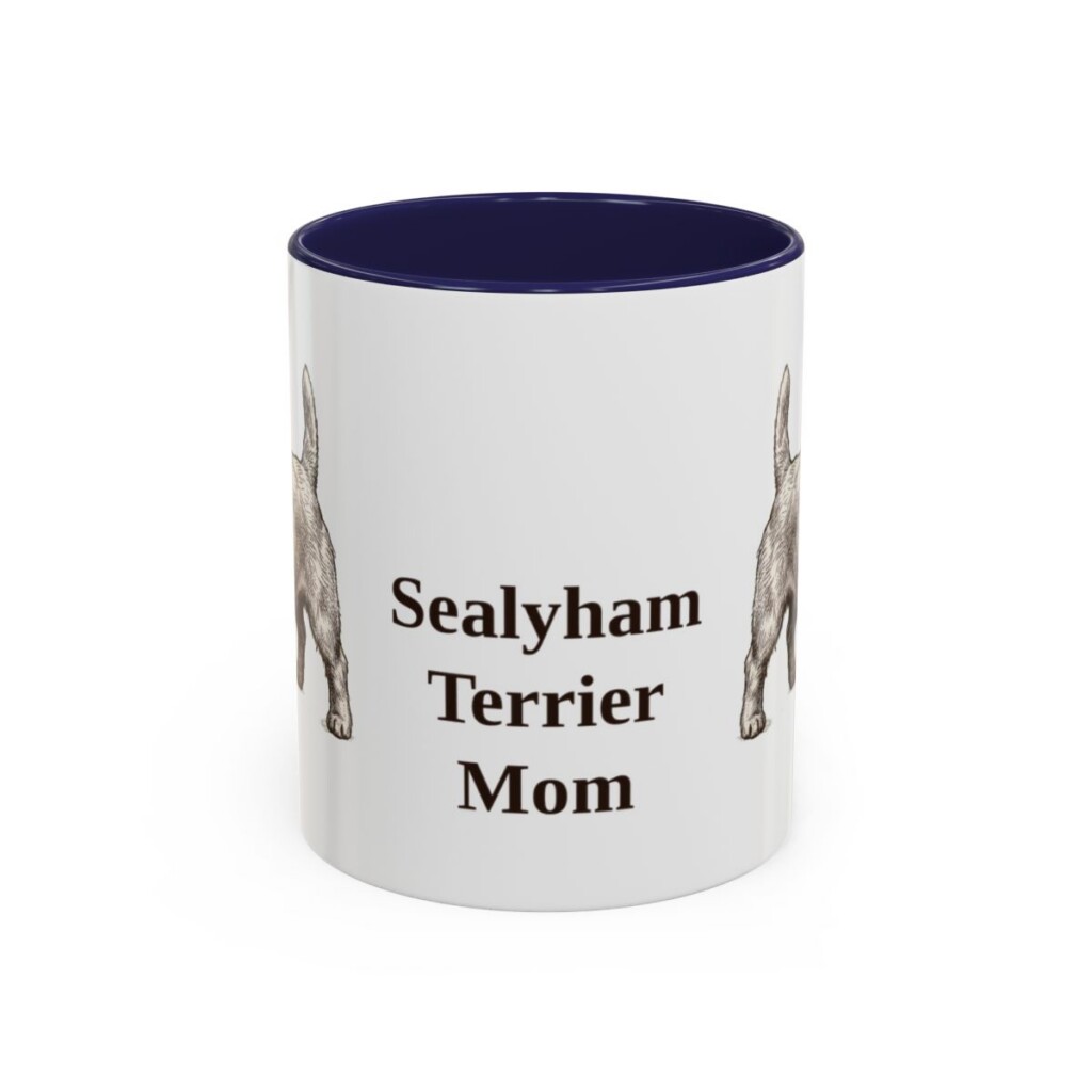 11oz Sealyham Terrier Dog Mom Mug, Navy, front view