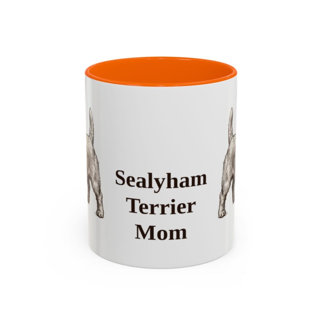 11oz Sealyham Terrier Dog Mom Mug, Orange, front view