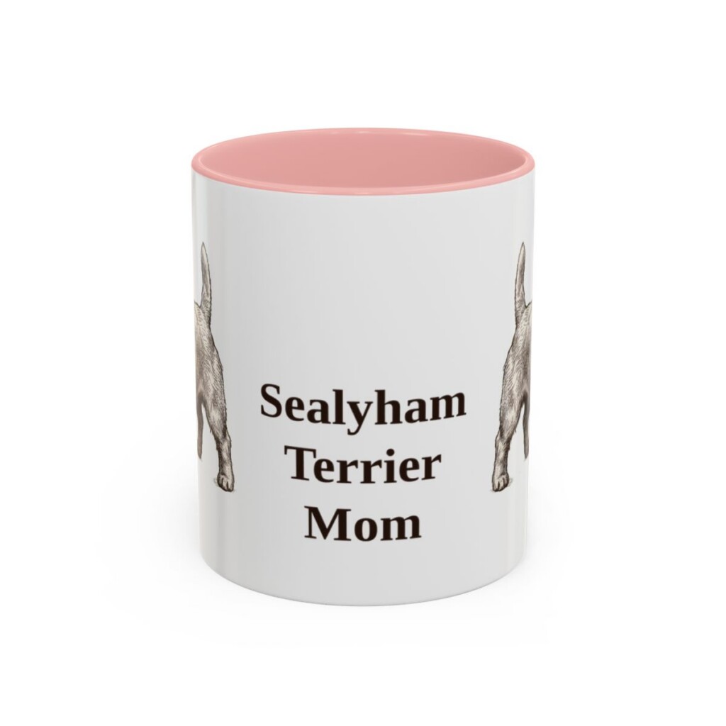 11oz Sealyham Terrier Dog Mom Mug, Pink, front view