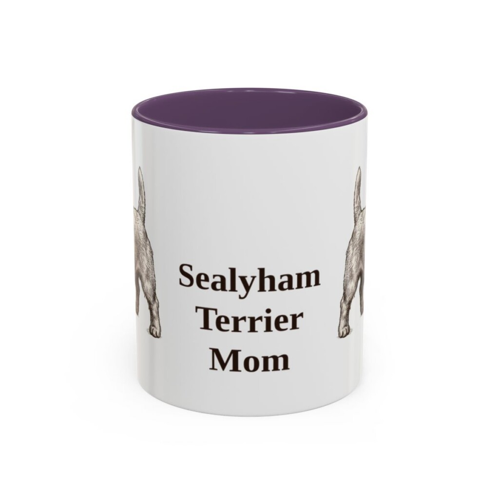 11oz Sealyham Terrier Dog Mom Mug, Purple, front view