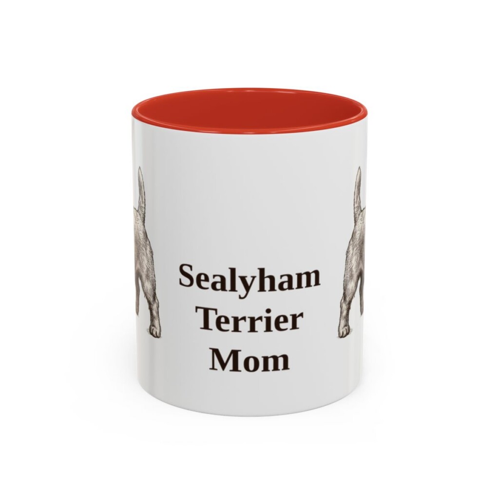 11oz Sealyham Terrier Dog Mom Mug, Red, front view