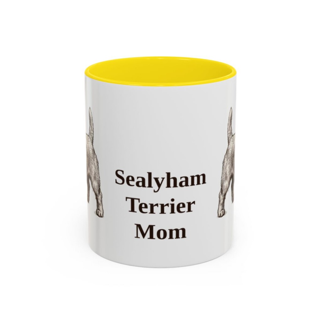 11oz Sealyham Terrier Dog Mom Mug, Yellow, front view