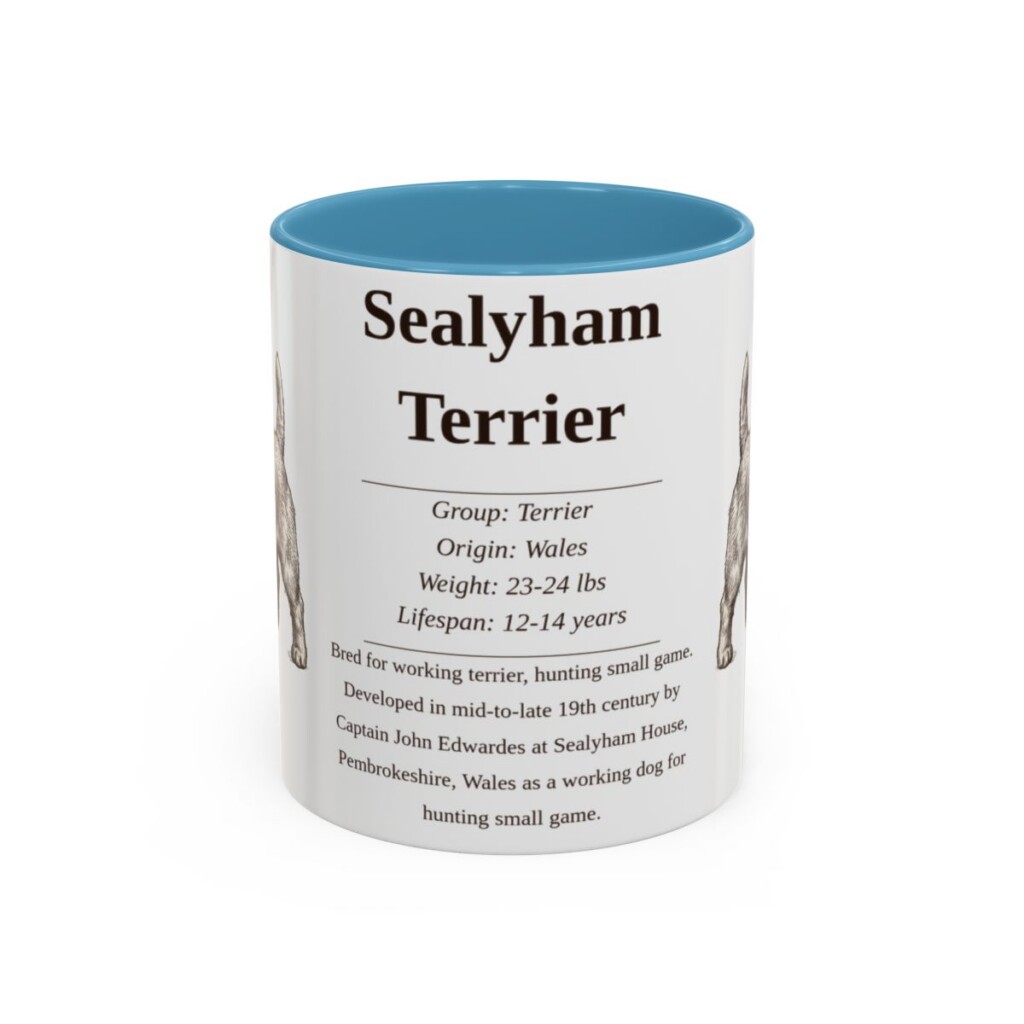 11oz Sealyham Terrier Mug, Light Blue, front view