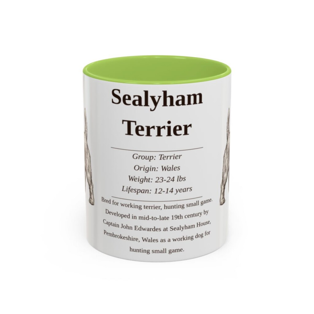 11oz Sealyham Terrier Mug, Light Green, front view