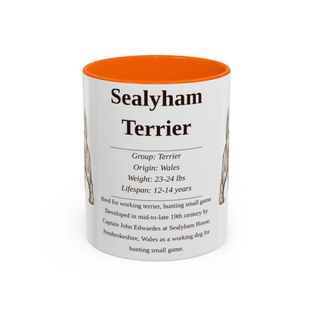 11oz Sealyham Terrier Mug, Orange, front view