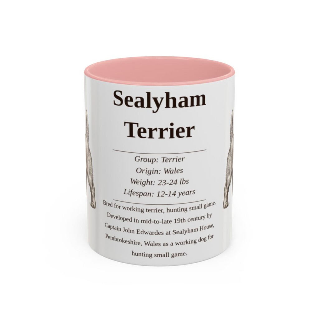 11oz Sealyham Terrier Mug, Pink, front view
