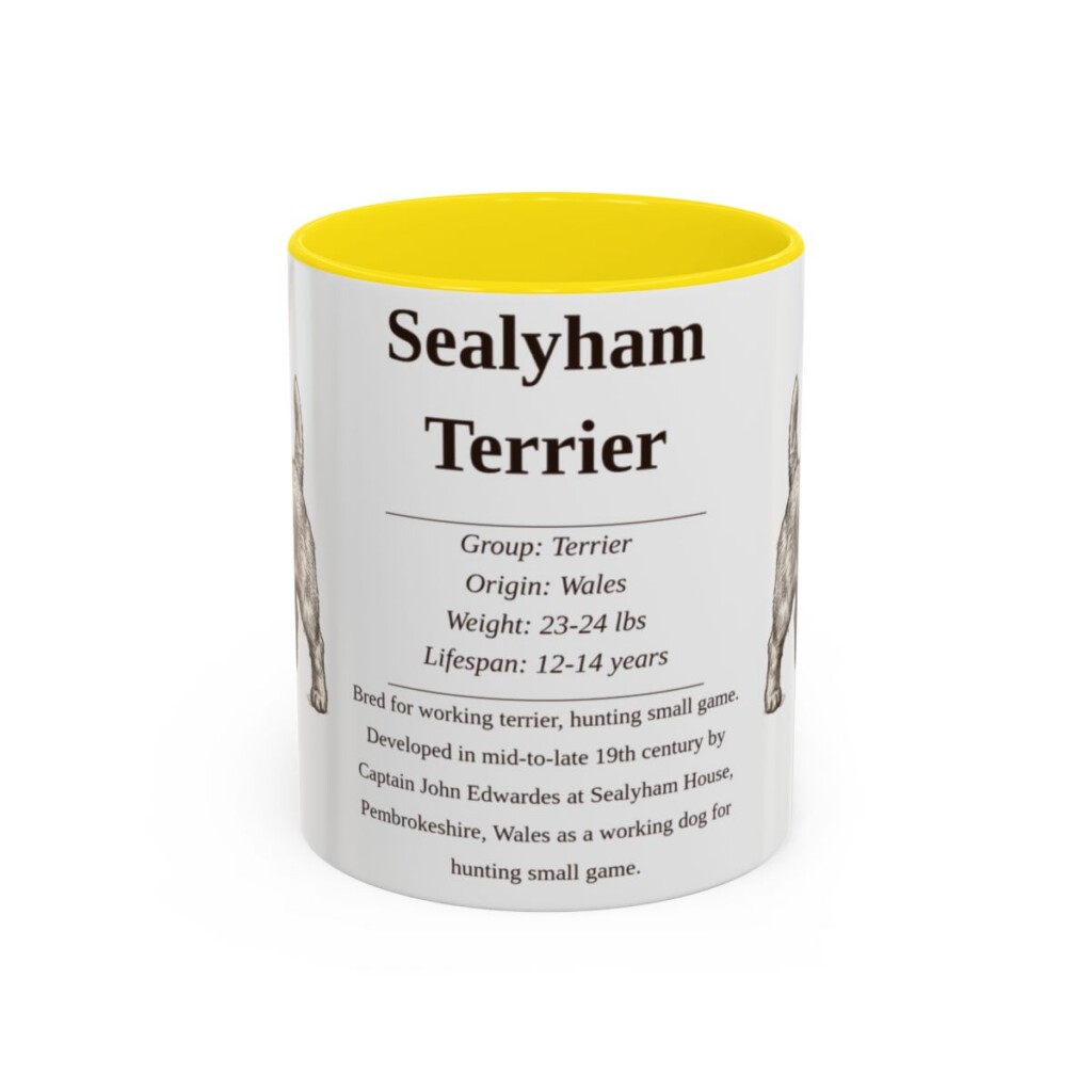 11oz Sealyham Terrier Mug, Yellow, front view