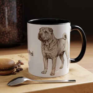 11oz Shar-Pei Mug, Black, lifestyle photo