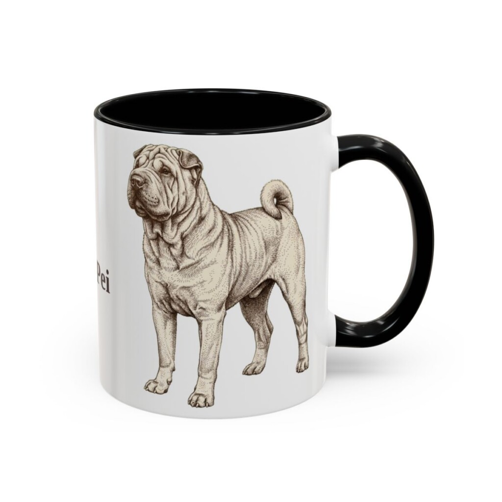 11oz Shar-Pei Mug, Black, right side view