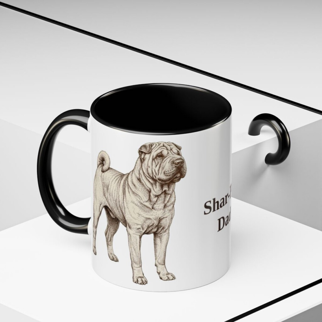 11oz Shar-Pei Dog Dad Mug, Black, lifestyle photo