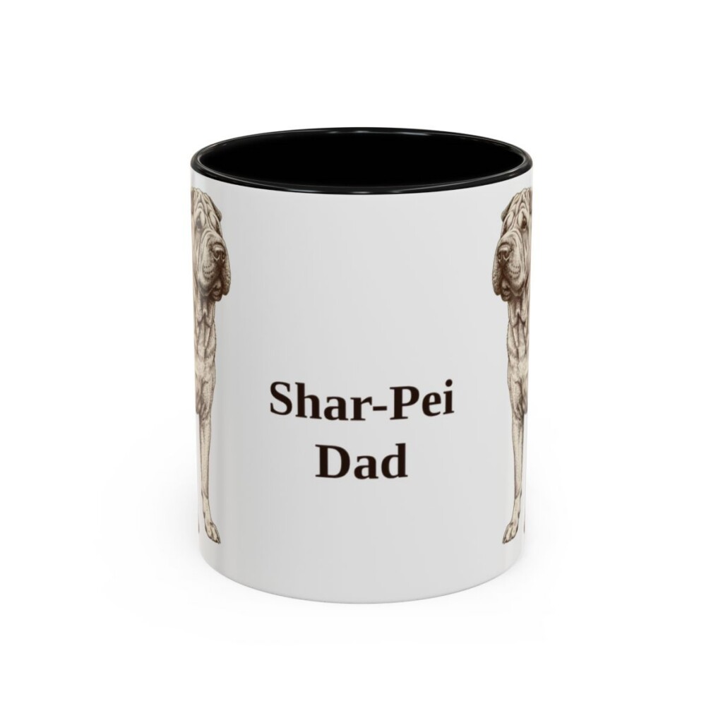 11oz Shar-Pei Dog Dad Mug, Black, front view