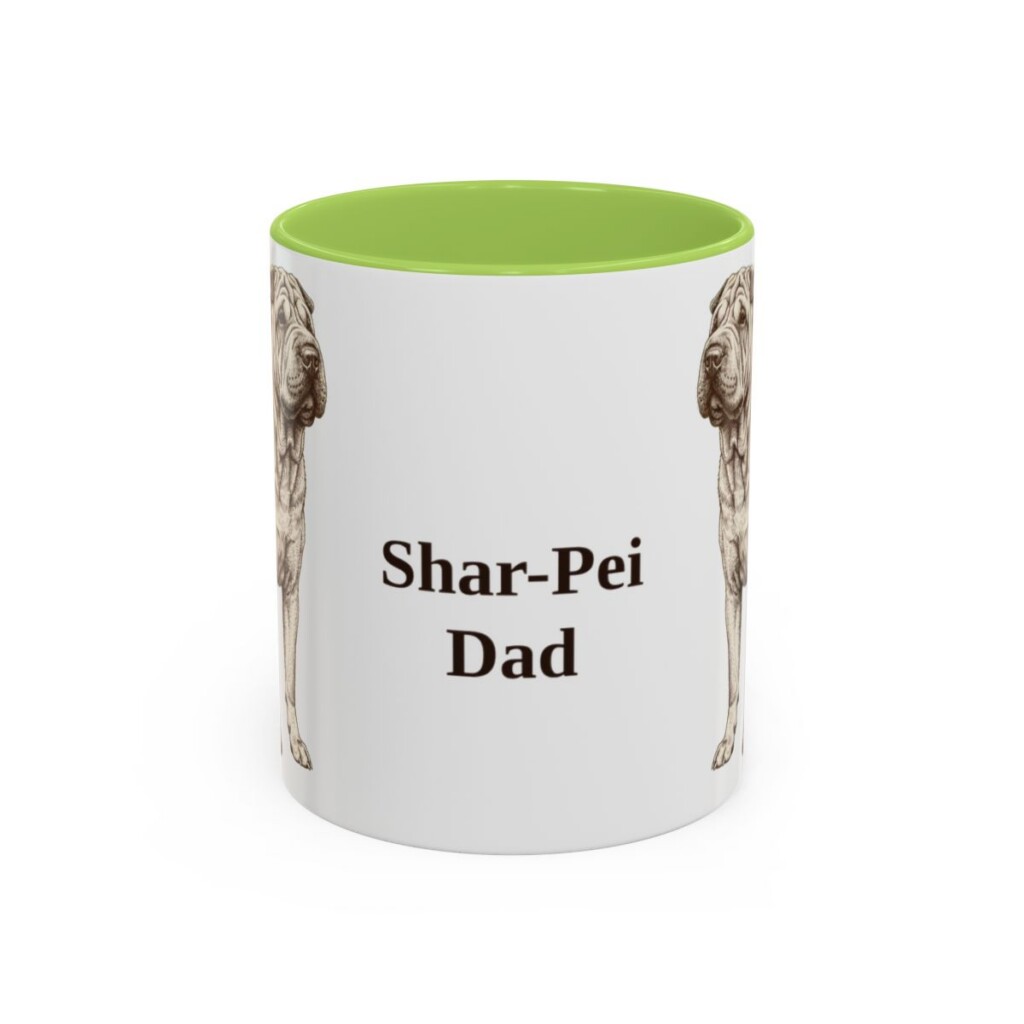 11oz Shar-Pei Dog Dad Mug, Light Green, front view