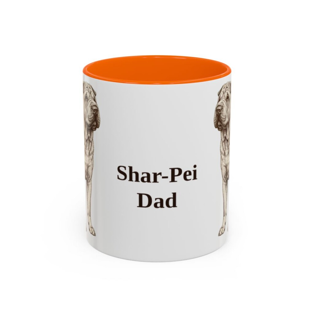 11oz Shar-Pei Dog Dad Mug, Orange, front view
