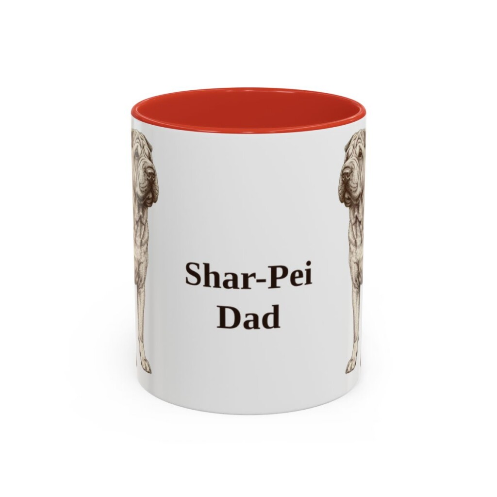 11oz Shar-Pei Dog Dad Mug, Red, front view