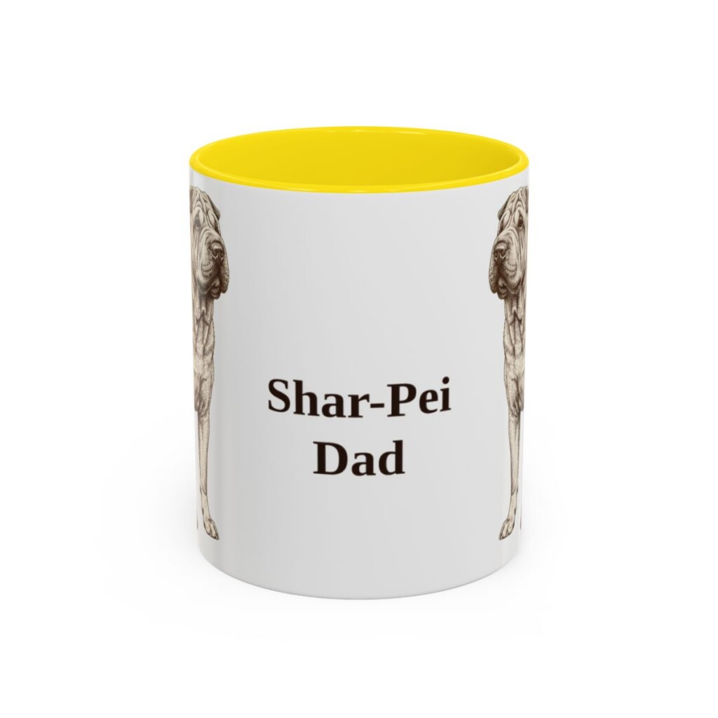 11oz Shar-Pei Dog Dad Mug, Yellow, front view