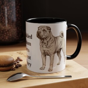 11oz Funny Shar-Pei Mug, Black, lifestyle photo