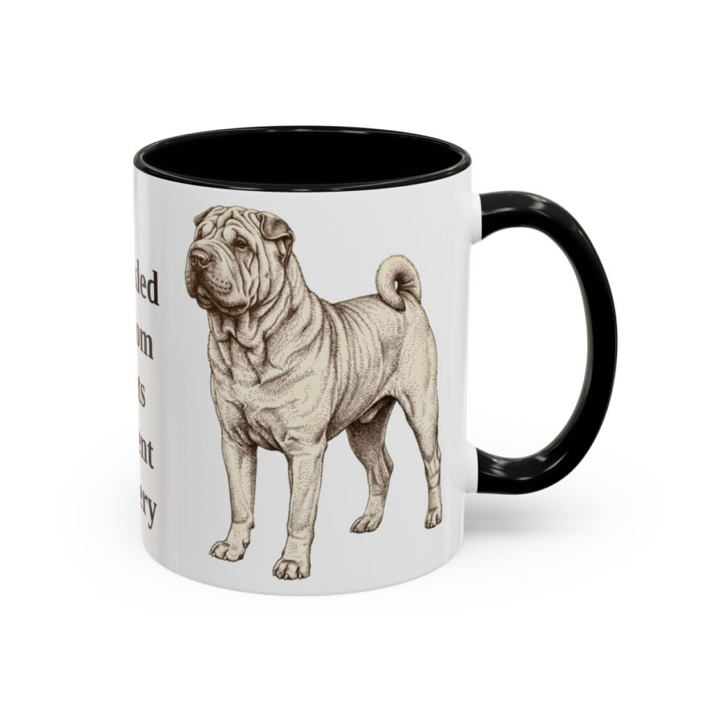 11oz Funny Shar-Pei Mug, Black, right side view