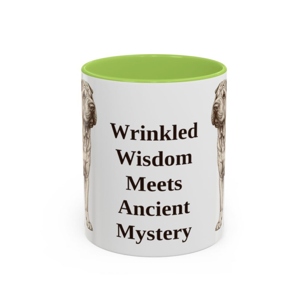 11oz Funny Shar-Pei Mug, Light Green, front view