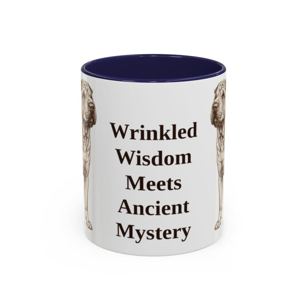 11oz Funny Shar-Pei Mug, Navy, front view