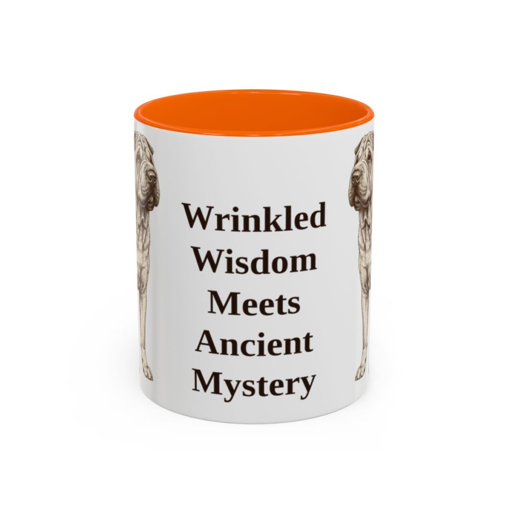 11oz Funny Shar-Pei Mug, Orange, front view