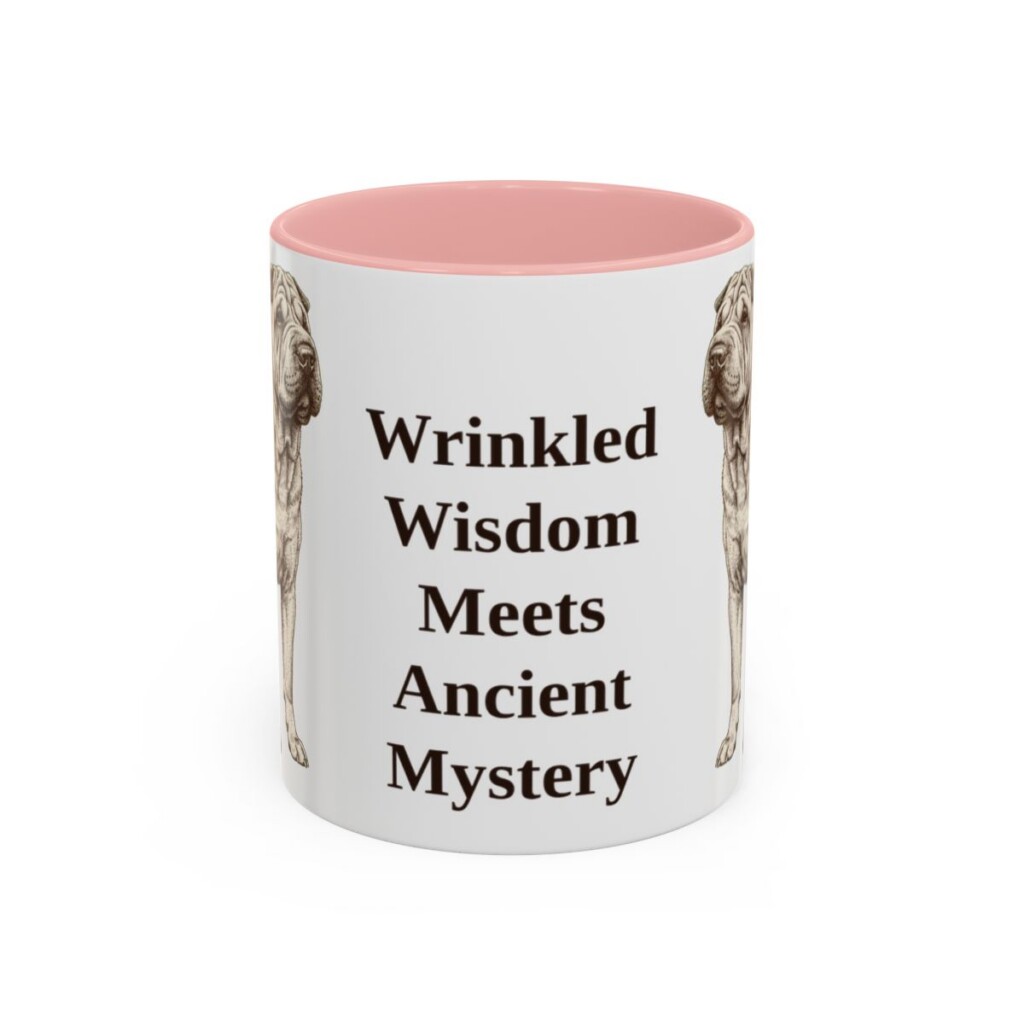 11oz Funny Shar-Pei Mug, Pink, front view