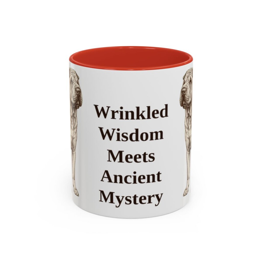 11oz Funny Shar-Pei Mug, Red, front view