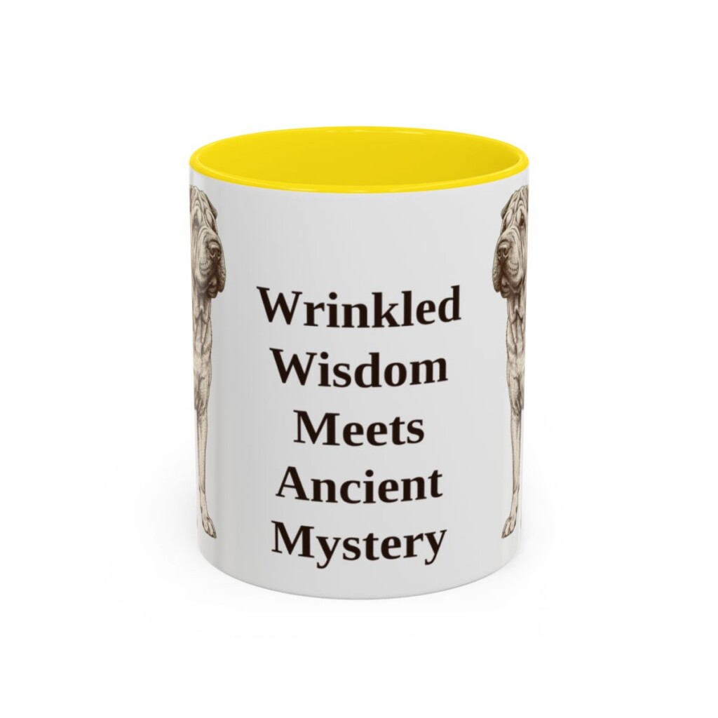11oz Funny Shar-Pei Mug, Yellow, front view