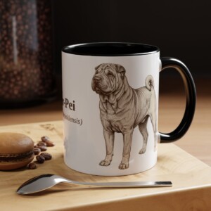 11oz Shar-Pei Latin Mug, Black, lifestyle photo