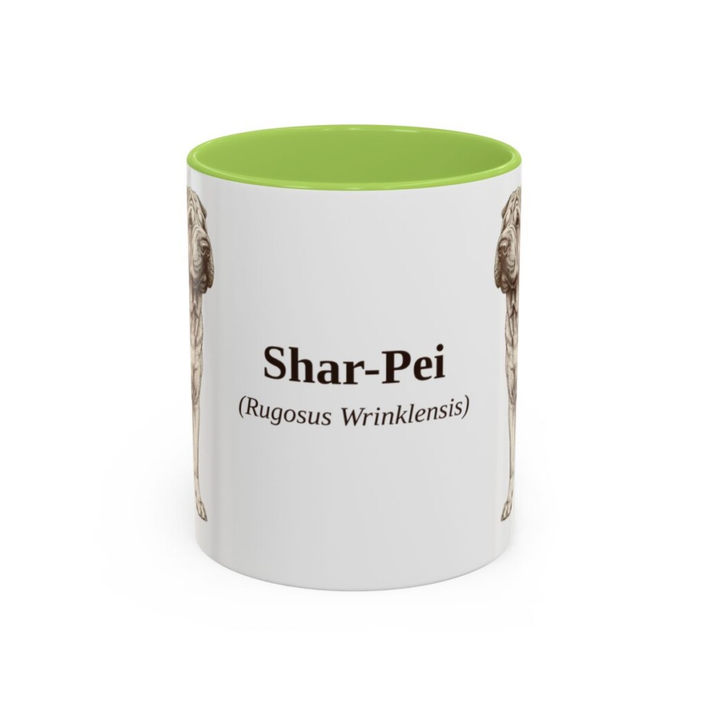 11oz Shar-Pei Latin Mug, Light Green, front view