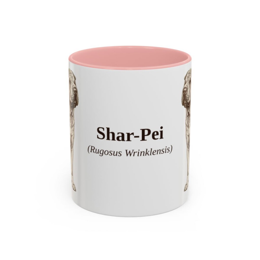 11oz Shar-Pei Latin Mug, Pink, front view