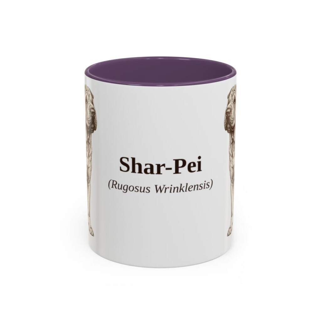 11oz Shar-Pei Latin Mug, Purple, front view