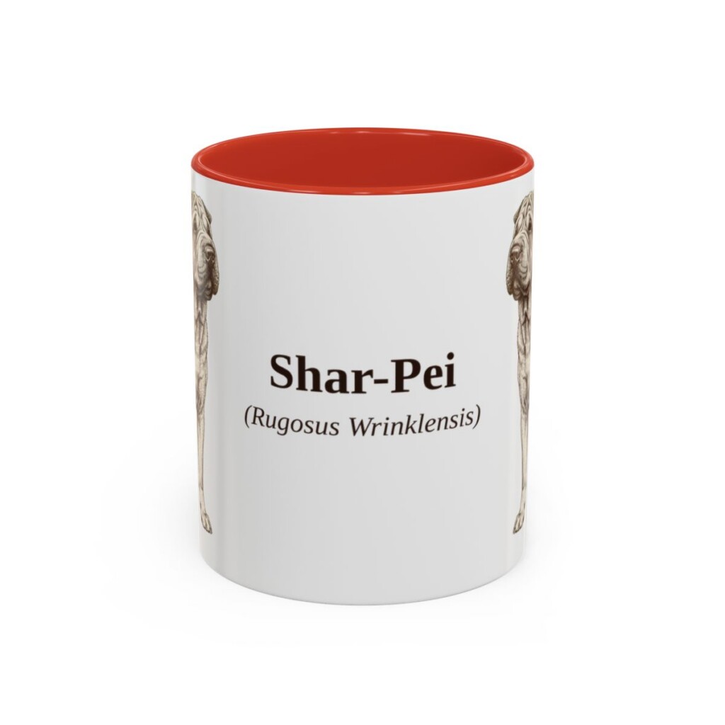 11oz Shar-Pei Latin Mug, Red, front view