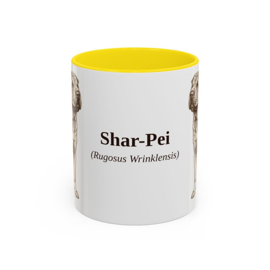 11oz Shar-Pei Latin Mug, Yellow, front view