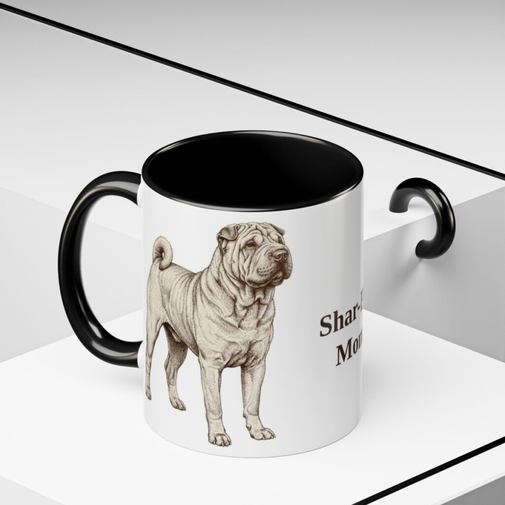11oz Shar-Pei Dog Mom Mug, Black, lifestyle photo