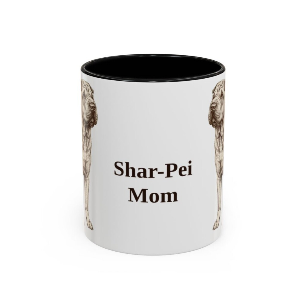11oz Shar-Pei Dog Mom Mug, Black, front view