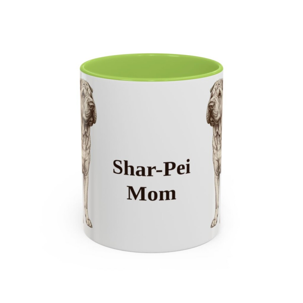 11oz Shar-Pei Dog Mom Mug, Light Green, front view
