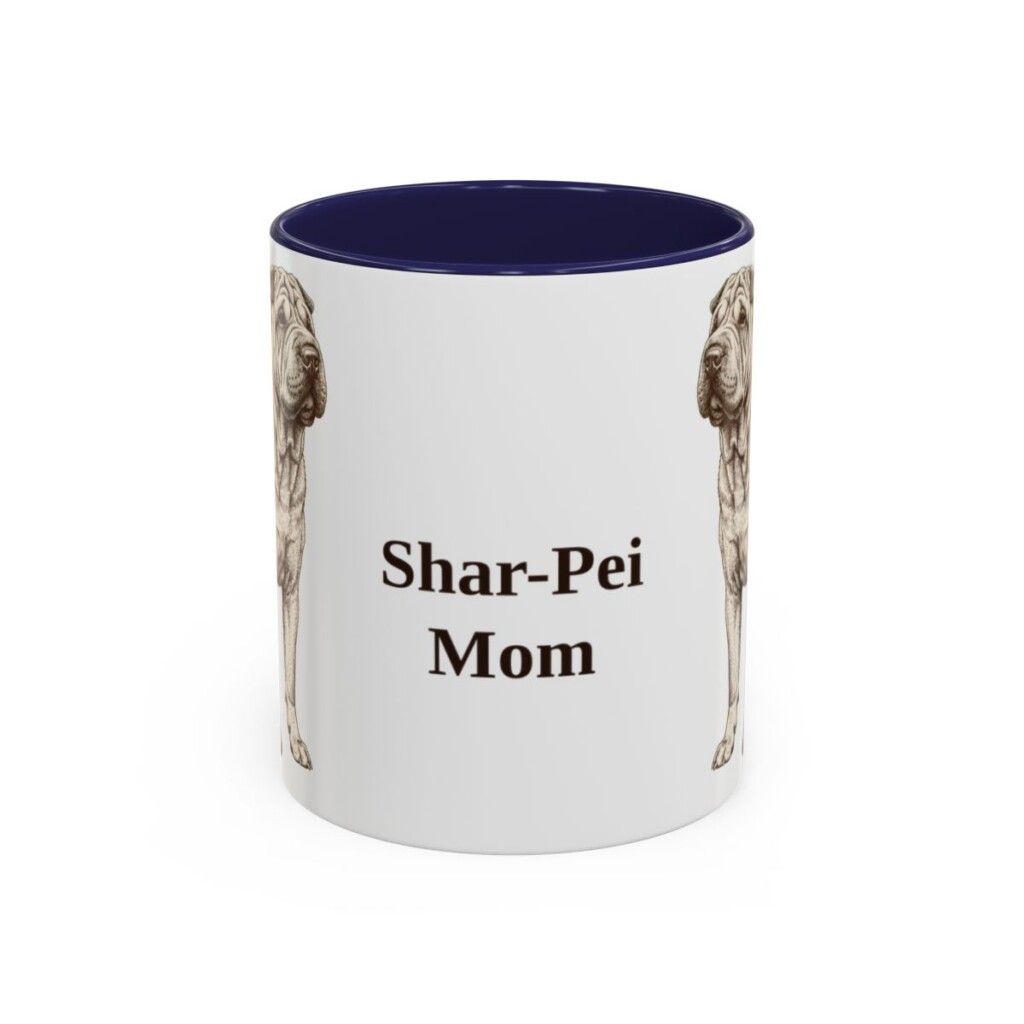 11oz Shar-Pei Dog Mom Mug, Navy, front view