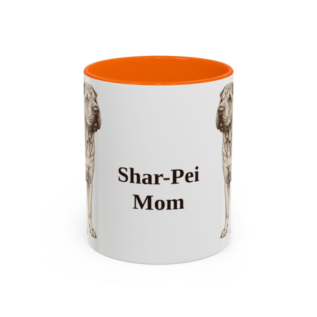 11oz Shar-Pei Dog Mom Mug, Orange, front view