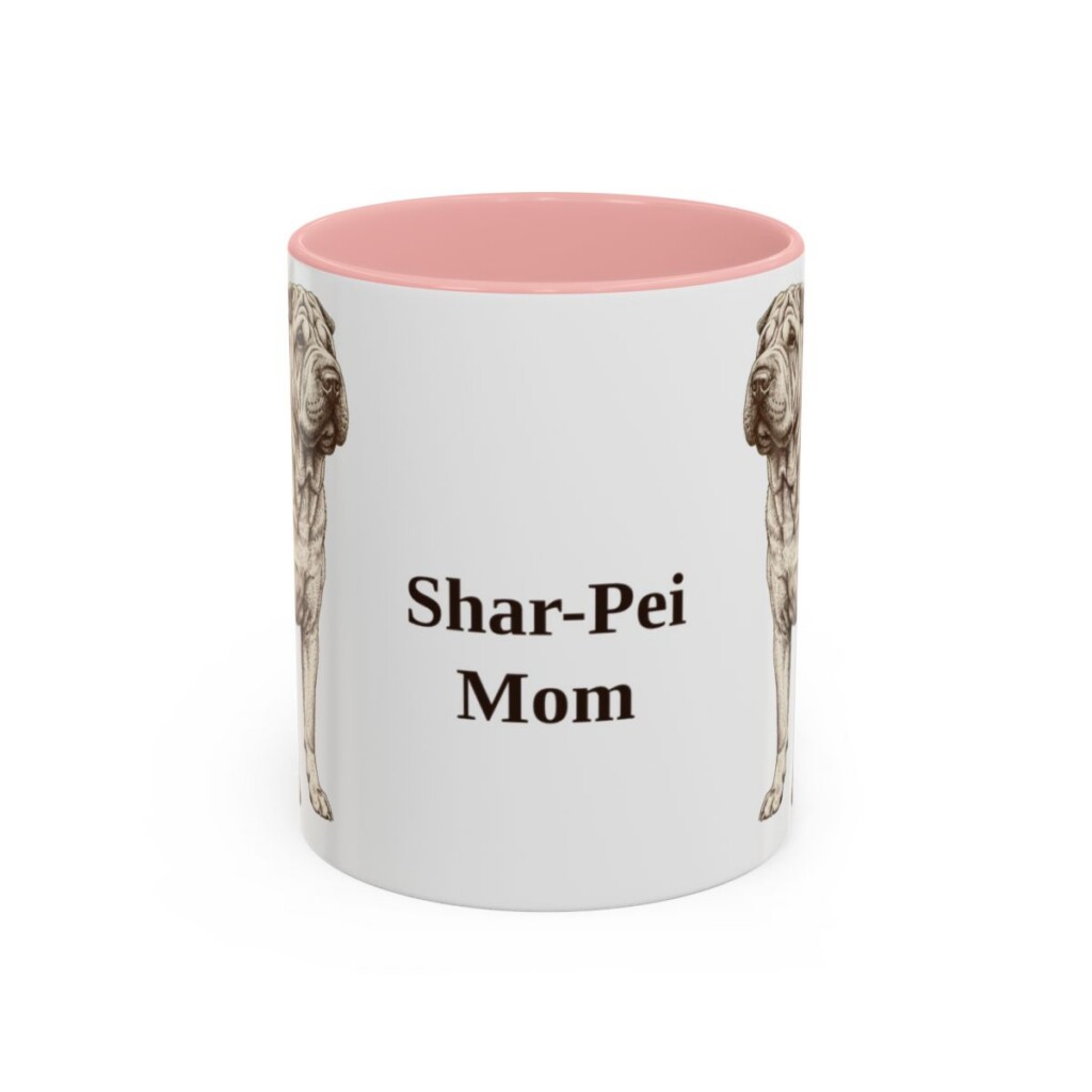 11oz Shar-Pei Dog Mom Mug, Pink, front view