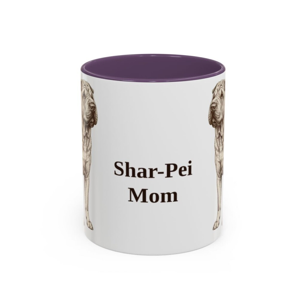 11oz Shar-Pei Dog Mom Mug, Purple, front view