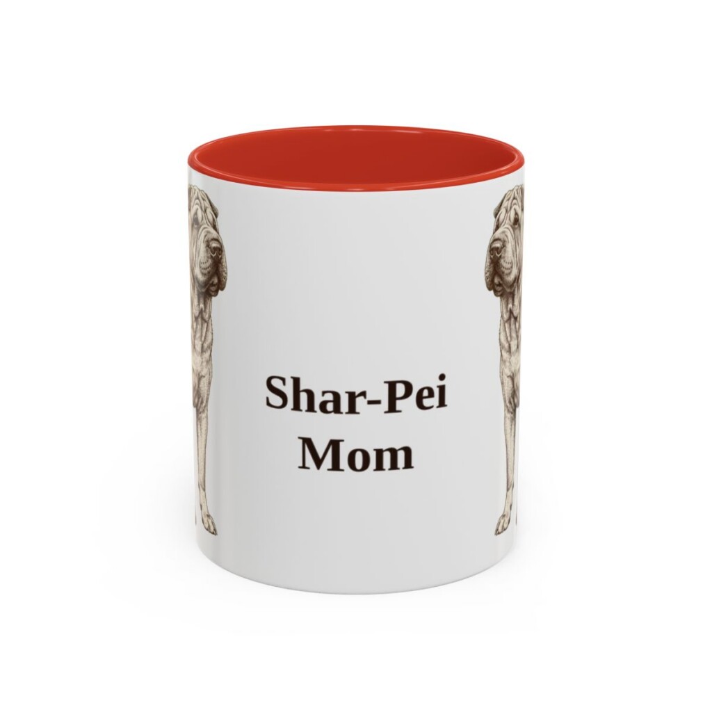 11oz Shar-Pei Dog Mom Mug, Red, front view