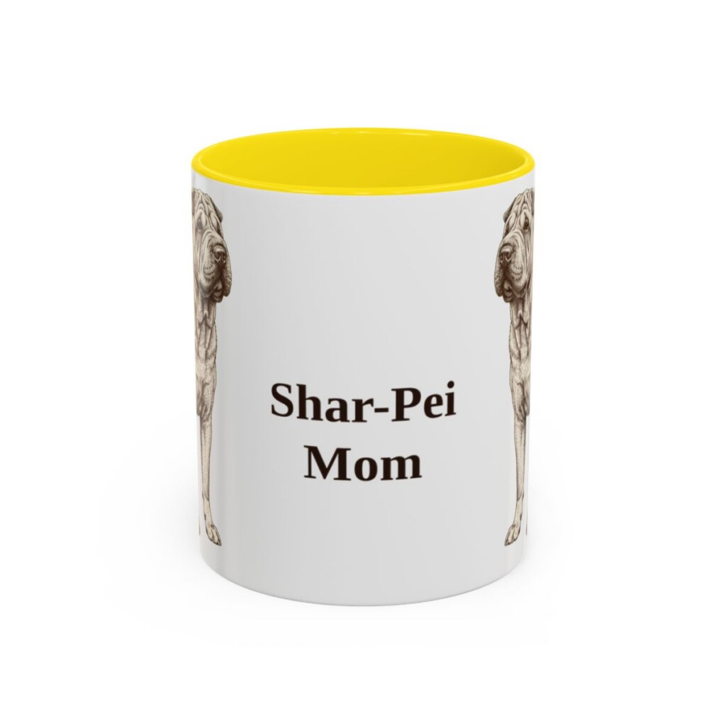 11oz Shar-Pei Dog Mom Mug, Yellow, front view