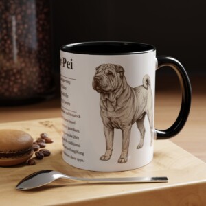 11oz Shar-Pei Mug, Black, lifestyle photo