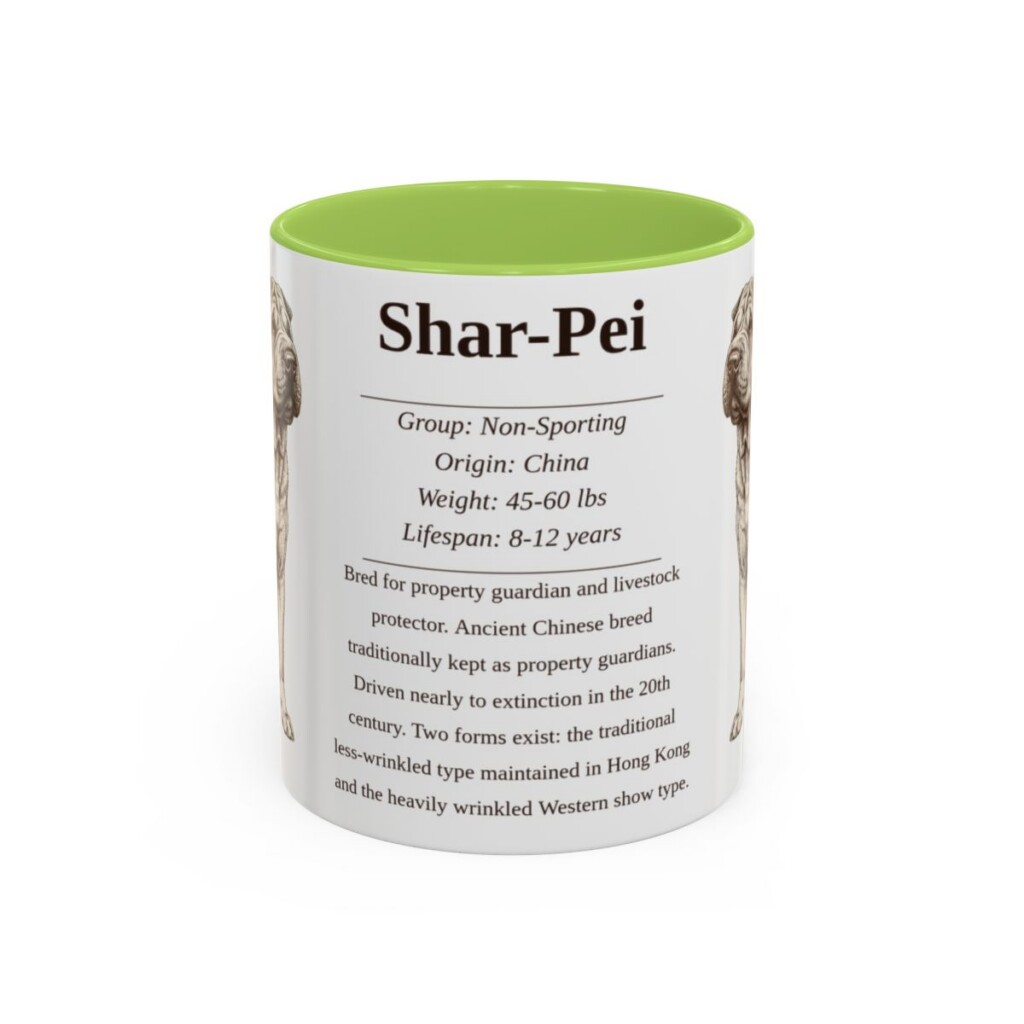 11oz Shar-Pei Mug, Light Green, front view