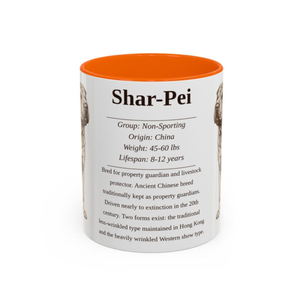 11oz Shar-Pei Mug, Orange, front view