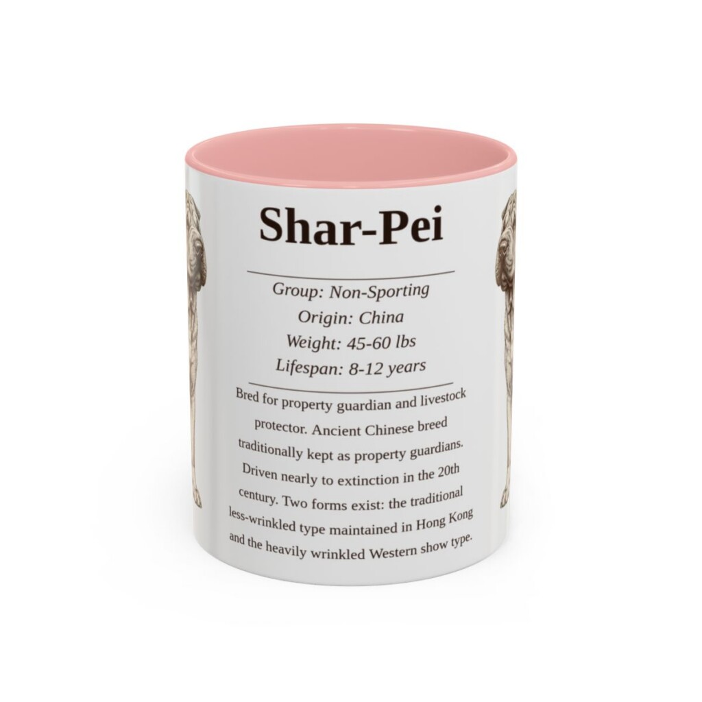 11oz Shar-Pei Mug, Pink, front view